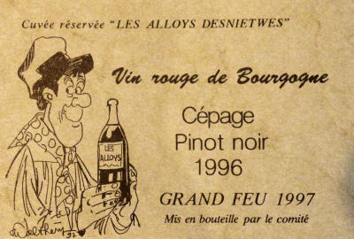 étiquette cuvée pinot noir